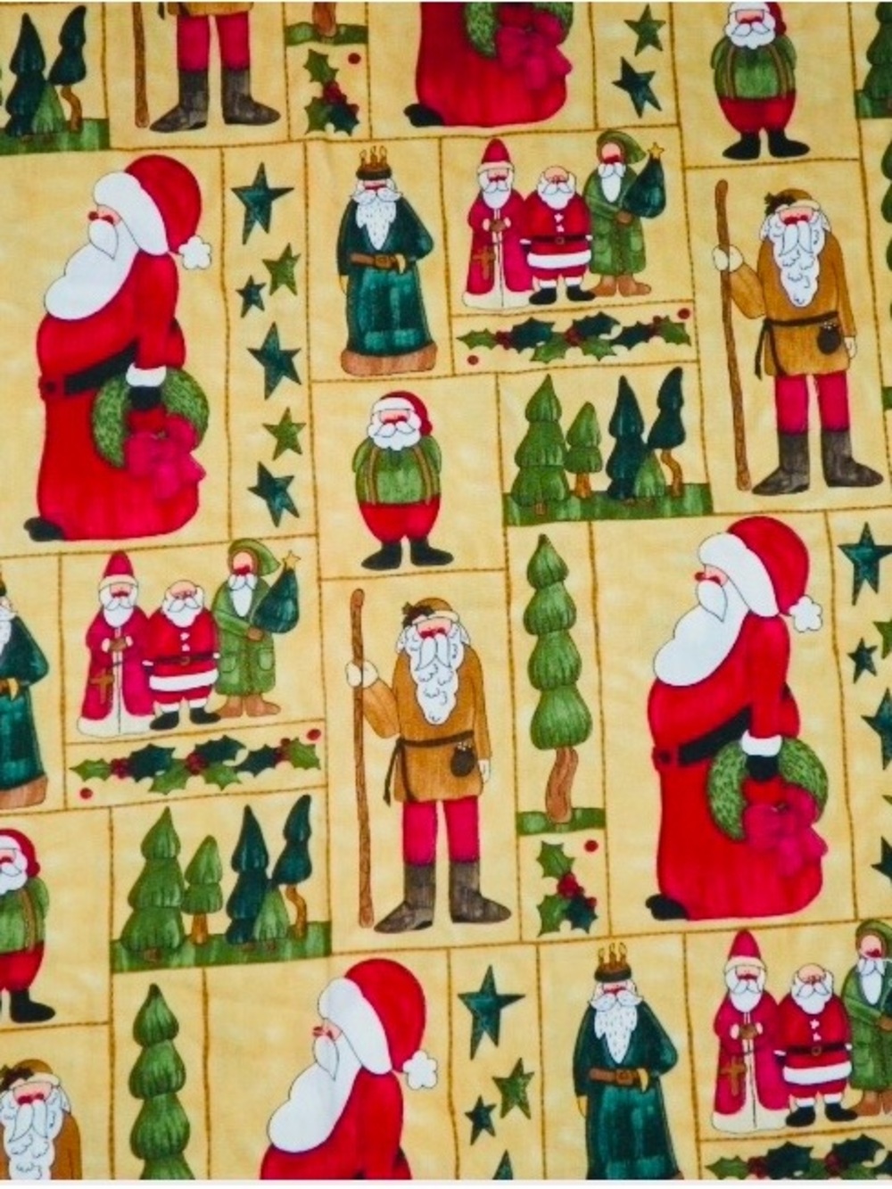 Vintage Santa  Christmas Fabric by Yard 36"x44"  By Cynthia Young